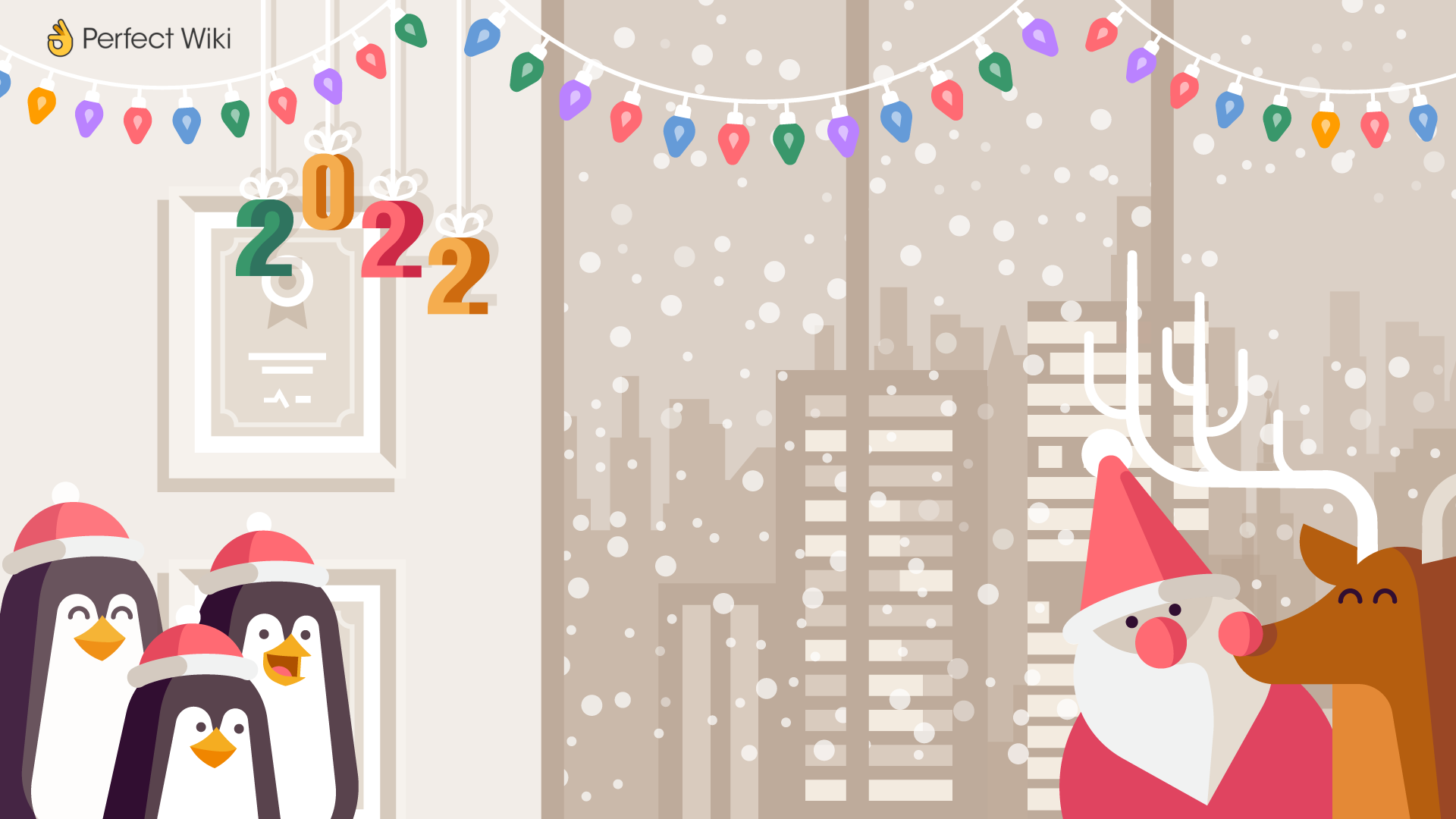 Cartoon Penguins and Deers - FREE Microsoft Teams background