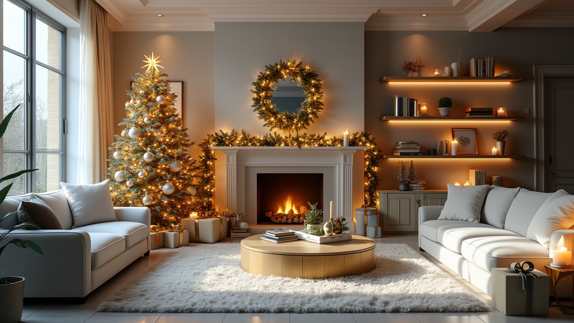 Elegant Christmas Living Room - FREE Microsoft Teams background