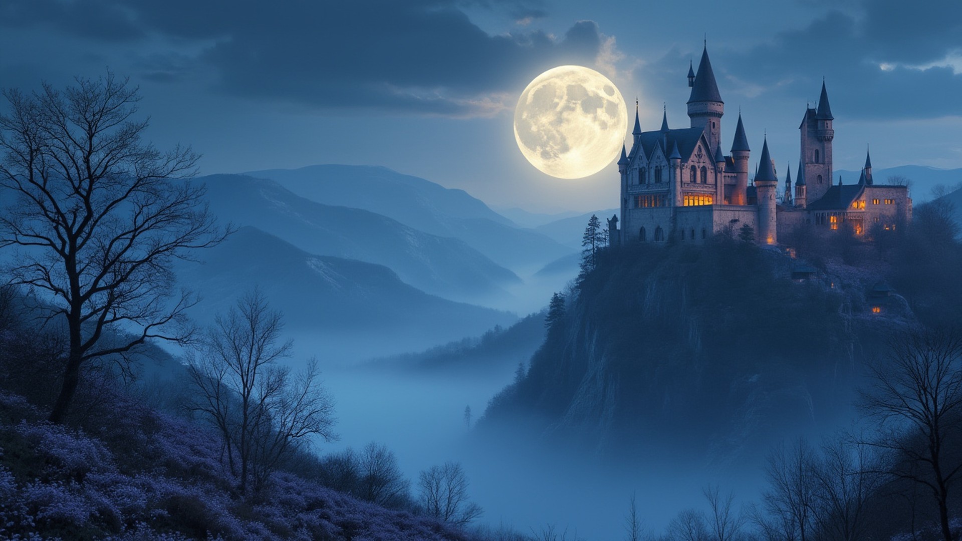 Fantasy Moonlit Castle - FREE Microsoft Teams background
