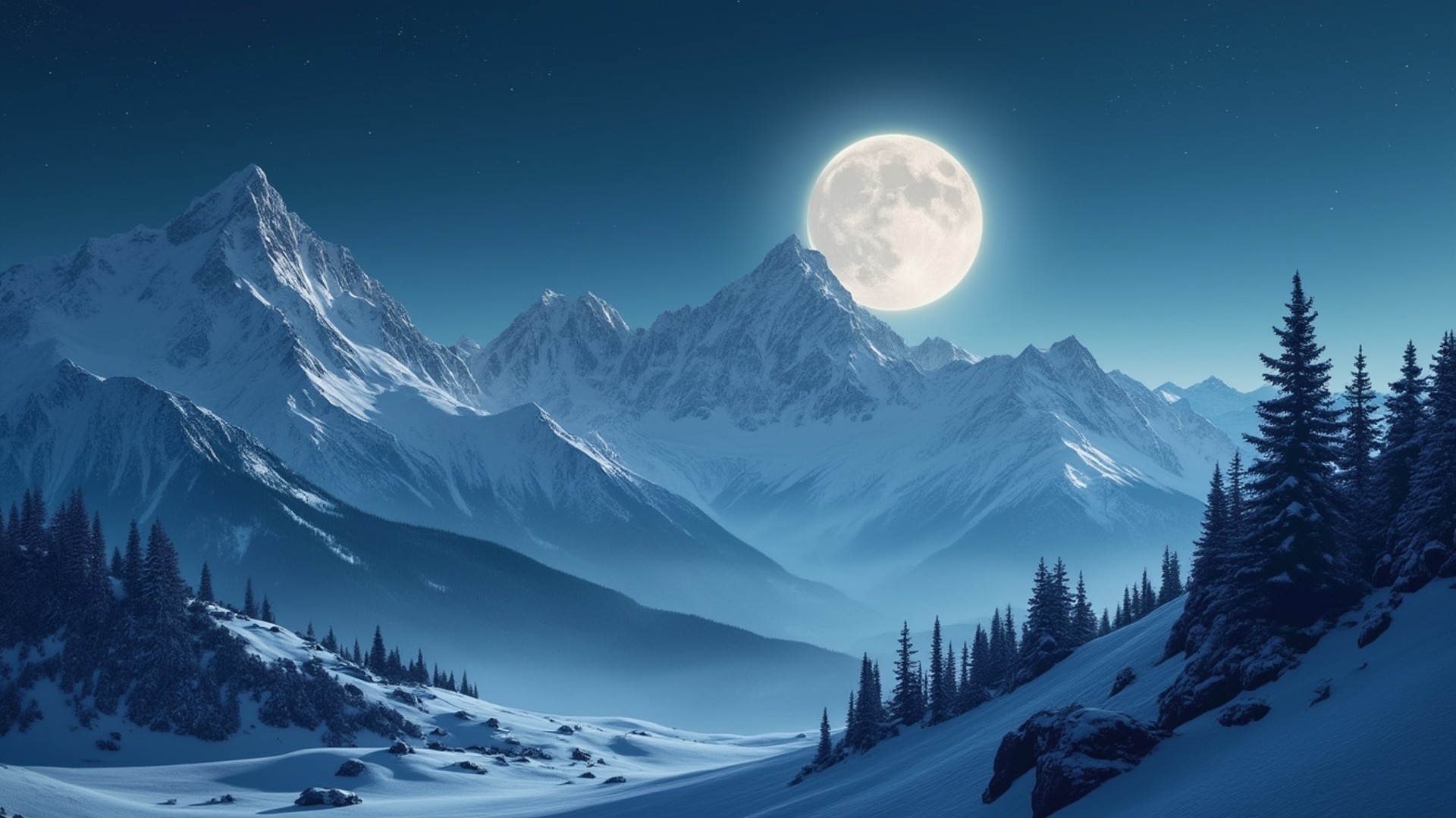 Moon over Mountains - FREE Microsoft Teams background