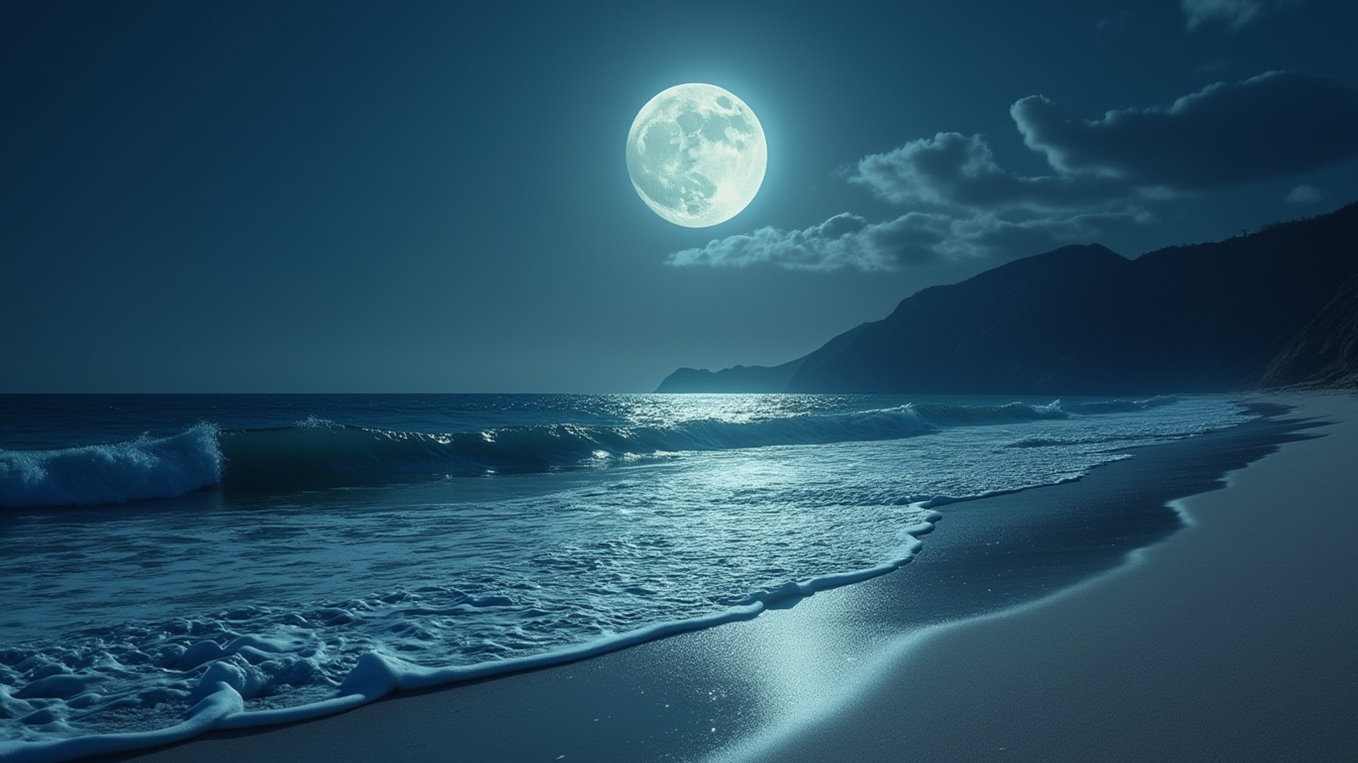 Ocean Waves Under the Moon - FREE Microsoft Teams background