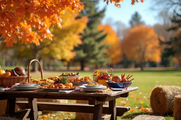 "Autumn Outdoor Picnic" - free Microsoft Teams background