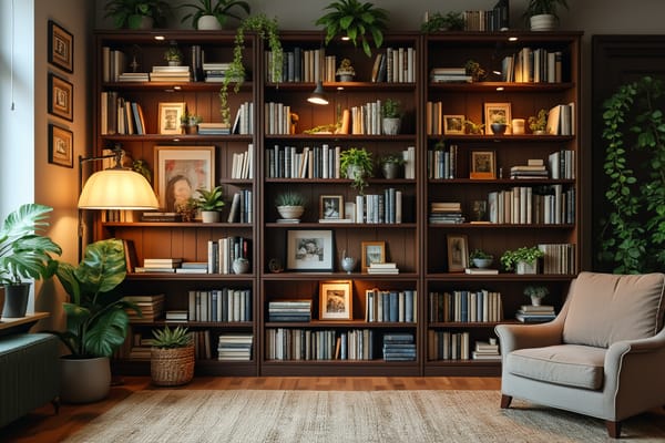 "Bookshelves and Cozy Seating" - free Microsoft Teams background