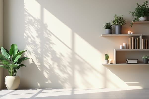 "Minimalist Wall with Art and Shelves" - free Microsoft Teams background