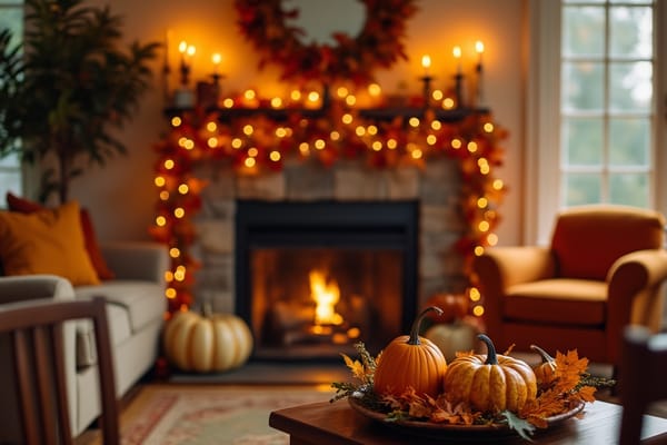 "Thanksgiving Living Room Gathering" - free Microsoft Teams background