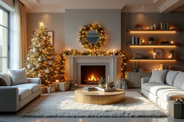 "Elegant Christmas Living Room" - free Microsoft Teams background